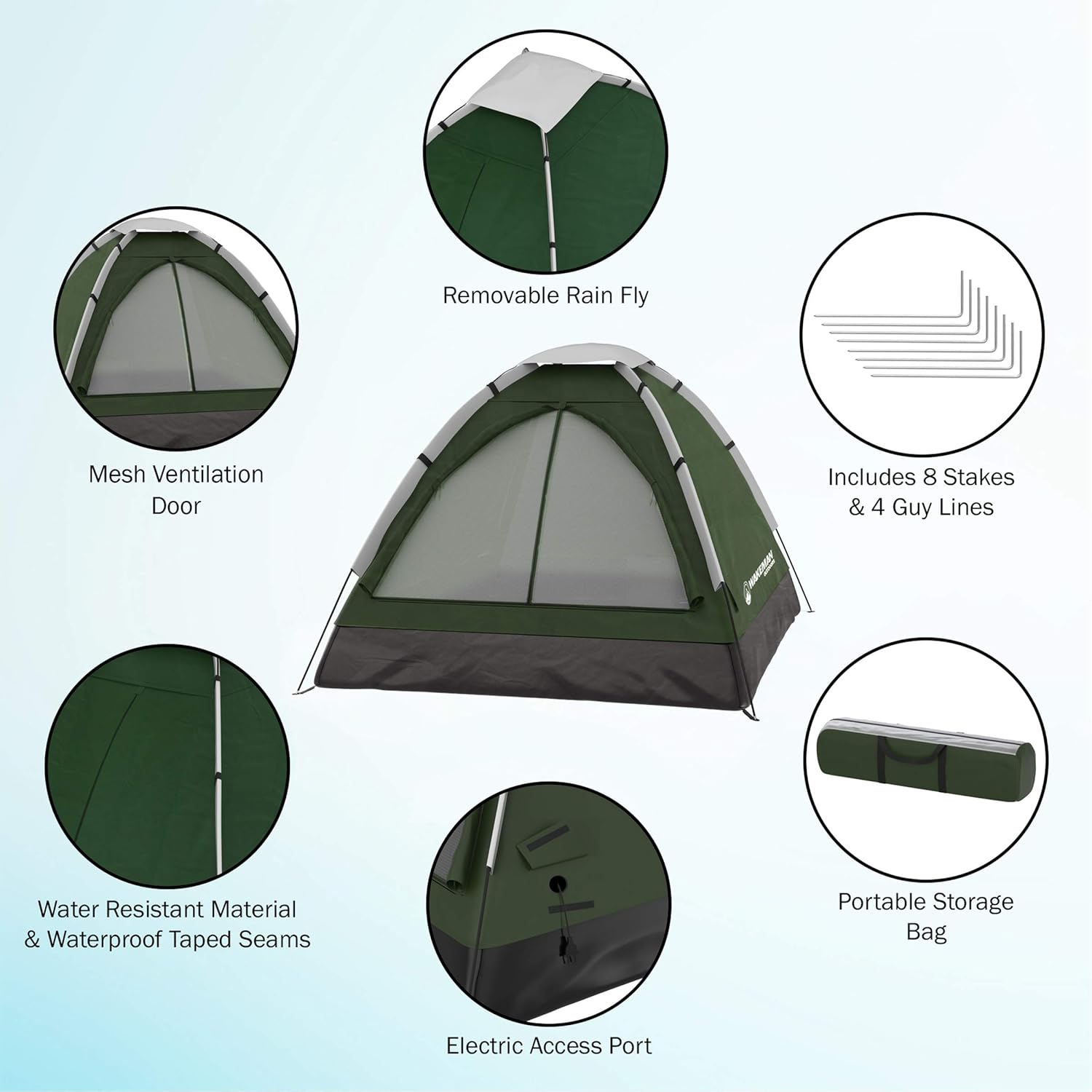 2 Person Camping Tent with Rain Fly and Carrying Bag - Water-Resistant Outdoor Tent for Backpacking, Hiking, or Festivals by Wakeman Outdoors - Image 3