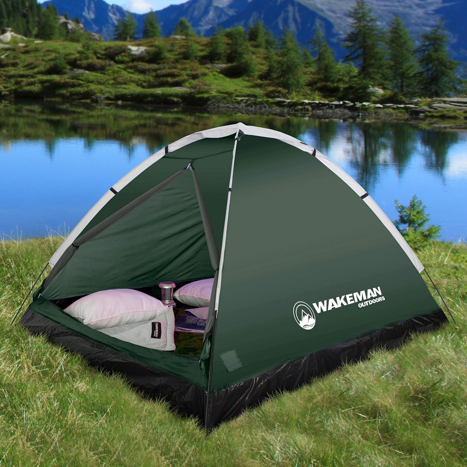 2 Person Camping Tent with Rain Fly and Carrying Bag - Water-Resistant Outdoor Tent for Backpacking, Hiking, or Festivals by Wakeman Outdoors - Image 4